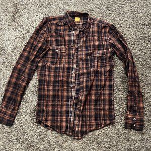 Hugo Boss Brown/Orange/Rust Plaid Dress Shirt Men's Size Small